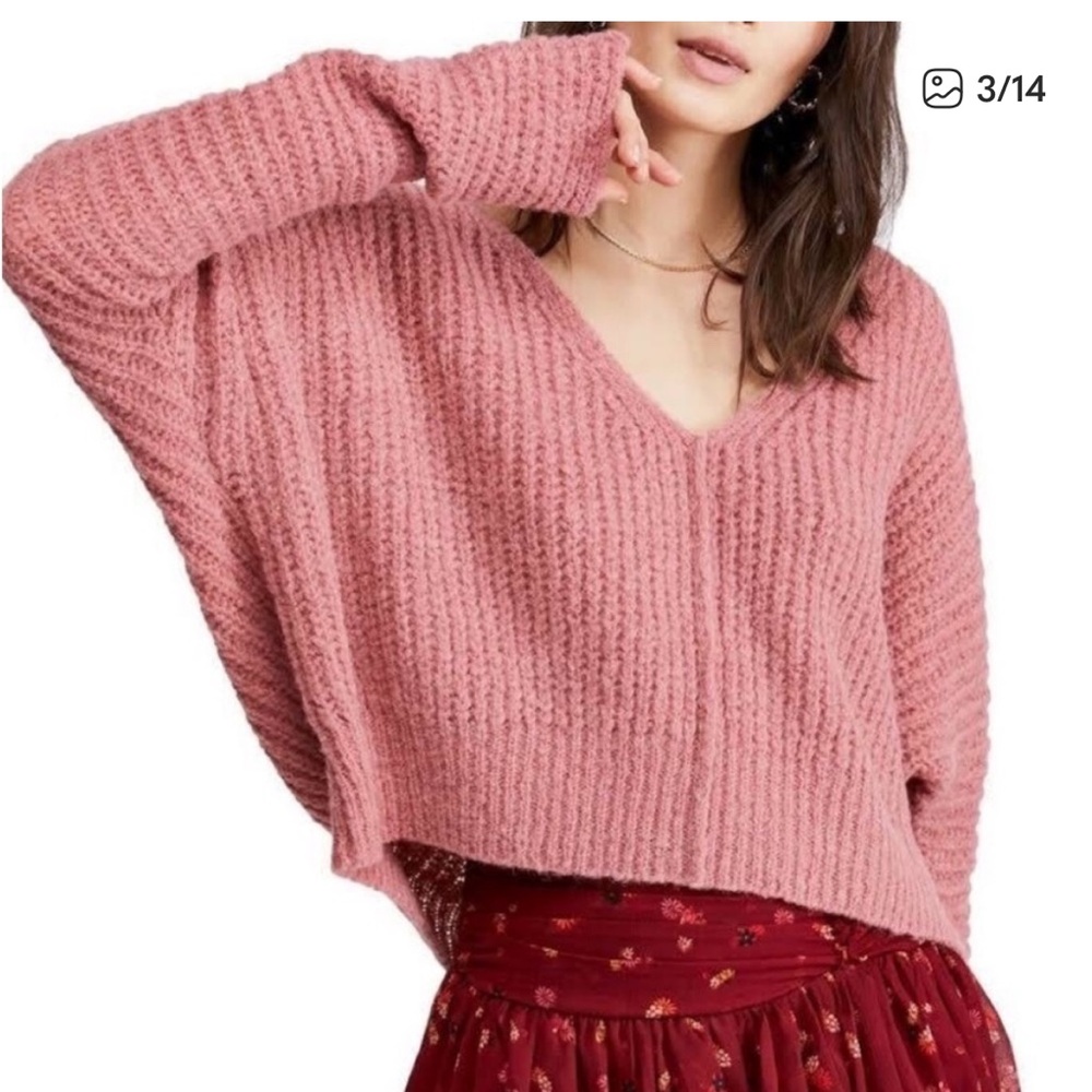Free People Moonbeam Rose V-Neck Sweater